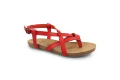 Blowfish Granola B Pomegranate Red Faux Leather Flat Vegan Strappy Sandals