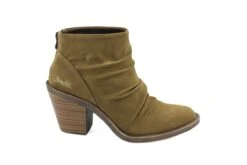 Blowfish Lagol Khaki Soft Nubuck Block High Heel Vegan Ankle Boots