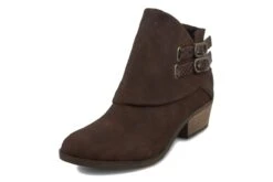 Blowfish Sistee Tobacco Brown Rustic Faux Suede Low Heel Ankle Boots