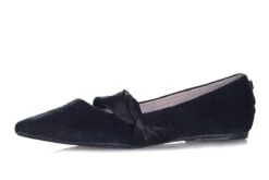 Butterfly Twists Lara Black Embossed Velvet Memory Foam Flat Mary Jane Shoes