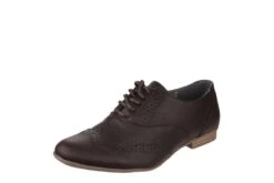 Divaz Levato Brown Faux Leather Lace Up Flat Brogue Shoes