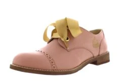 Fly London Cristina Rodrigues Dwell 03 Rose Pink Leather Lace Up Oxford Brogue Shoes