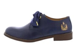 Fly London Cristina Rodrigues Dwell 04 Blue Navy Leather Lace Up Oxford Flat Shoes