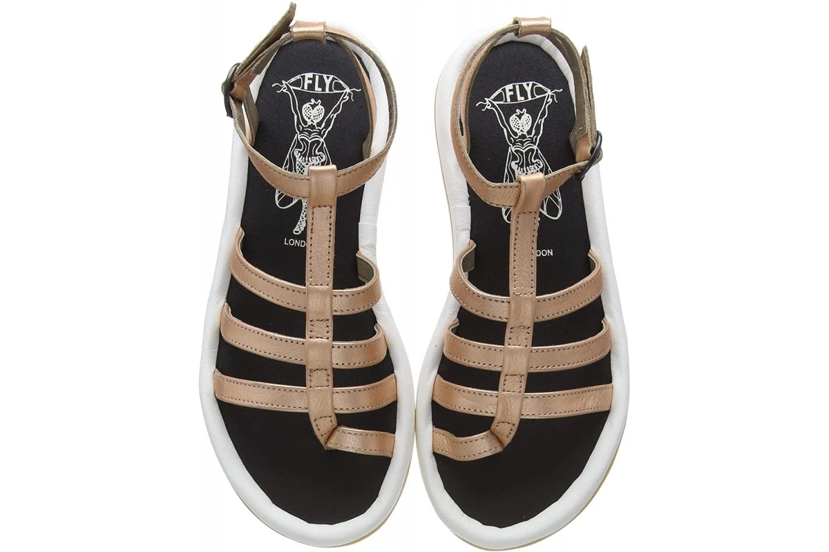 Fly London Font Idra Blush Rose Gold Leather Flat Gladiator Sandals 5 Fly London Font Idra Blush Rose Gold Leather Flat Gladiator Sandals - Image 3