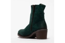 Fly London Zent Dark Green Forest Silky Suede Block Heel Ankle Boots -Fashion Shoe Store fly london zent dark green forest silky suede block heel ankle boots 185026