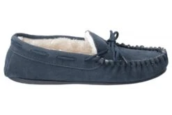 Hush Puppies Allie Navy Suede Faux Fur Lined Moccasin Slippers -Fashion Shoe Store hush puppies allie navy suede faux fur lined moccasin slippers 182527