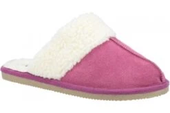 Hush Puppies Arianna Pink Suede Faux Fur Lined Mule Slippers