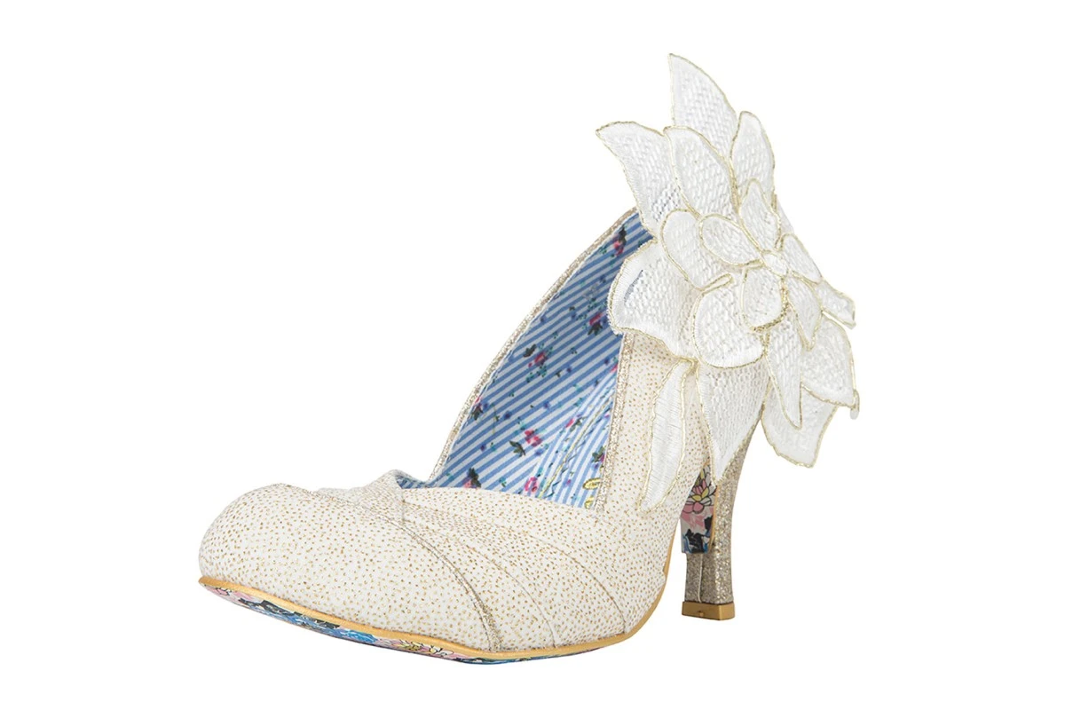 Irregular Choice Baby Love Cream Gold High Heel Flower Court Shoes 3 Irregular Choice Baby Love Cream Gold High Heel Flower Court Shoes