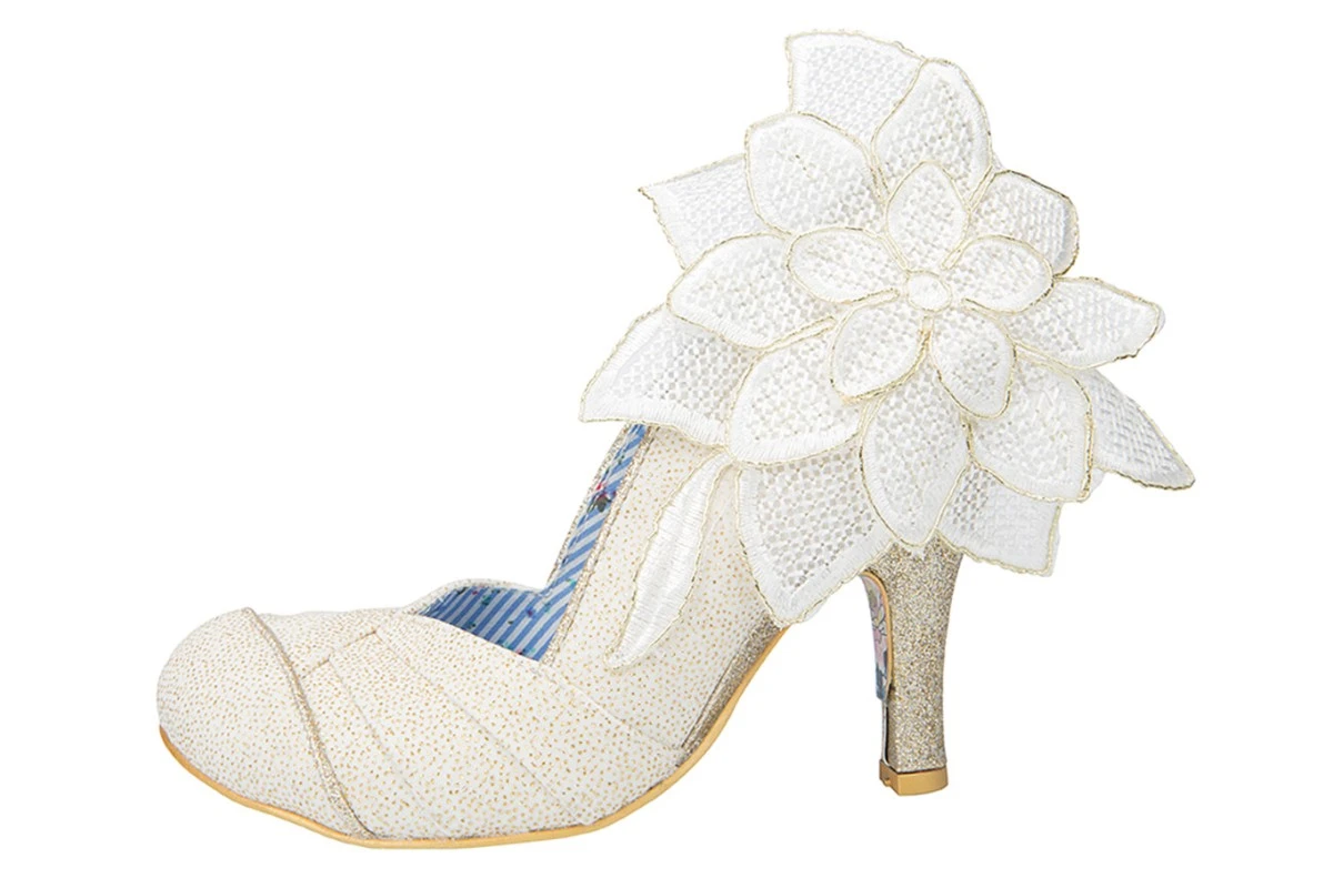 Irregular Choice Baby Love Cream Gold High Heel Flower Court Shoes 4 Irregular Choice Baby Love Cream Gold High Heel Flower Court Shoes - Image 2