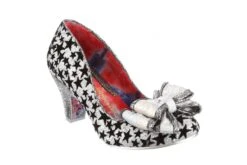 Irregular Choice Ban Joe Silver Glitter Black Star Mid Heel Court Shoes