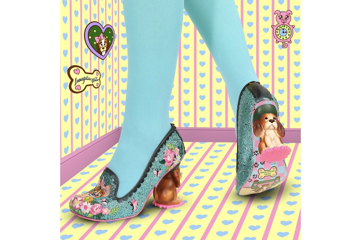 Irregular Choice Bougainvillea Turquoise Green Glitter Dog Character High Heels 8 Irregular Choice Bougainvillea Turquoise Green Glitter Dog Character High Heels - Image 6