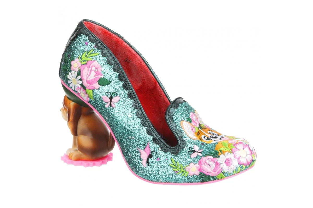 Irregular Choice Bougainvillea Turquoise Green Glitter Dog Character High Heels 3 Irregular Choice Bougainvillea Turquoise Green Glitter Dog Character High Heels