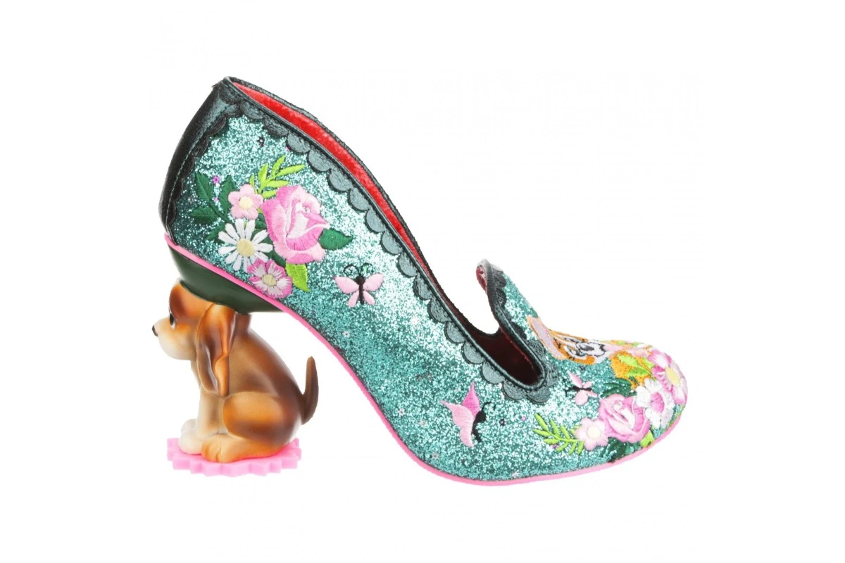 Irregular Choice Bougainvillea Turquoise Green Glitter Dog Character High Heels 4 Irregular Choice Bougainvillea Turquoise Green Glitter Dog Character High Heels - Image 2