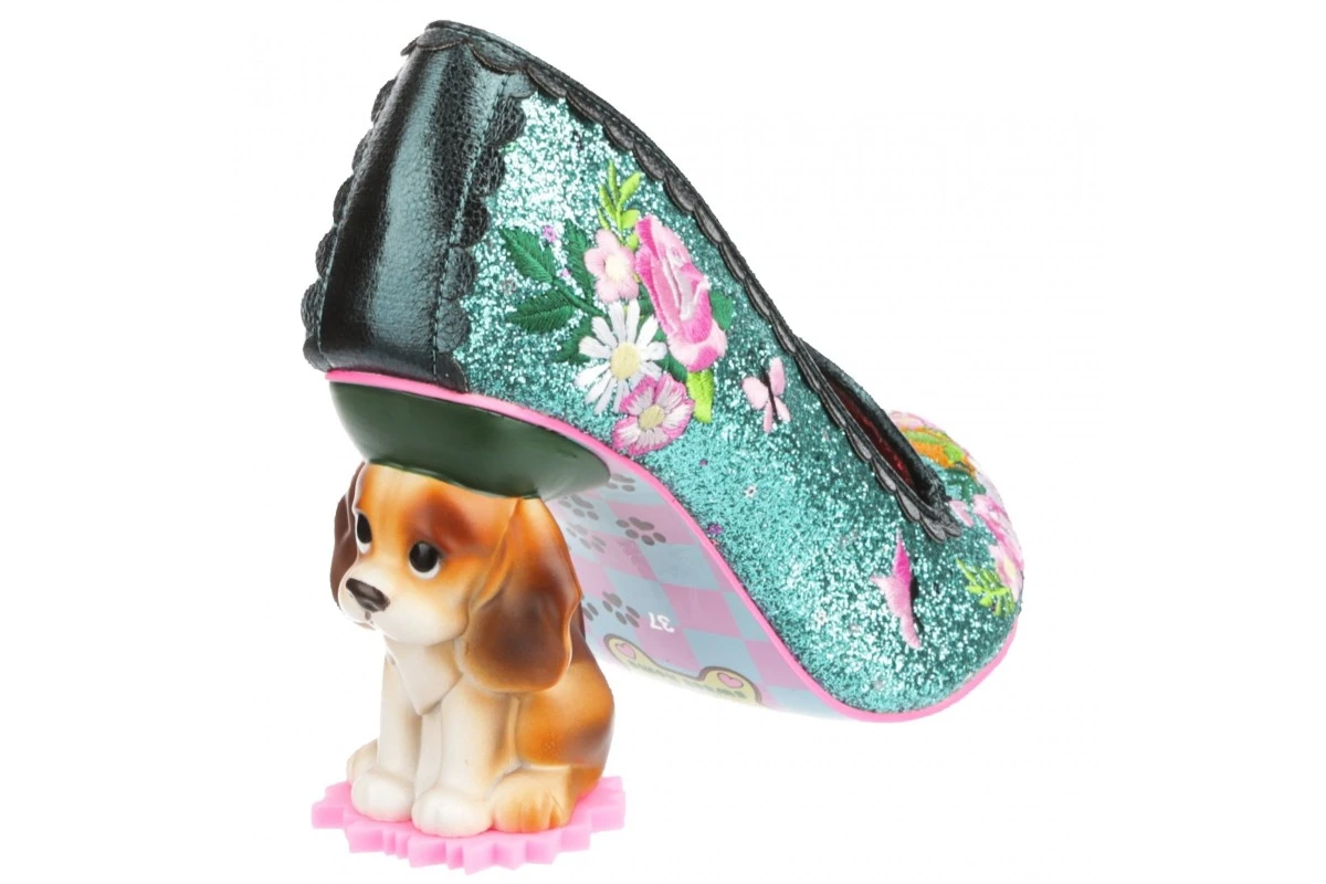 Irregular Choice Bougainvillea Turquoise Green Glitter Dog Character High Heels 5 Irregular Choice Bougainvillea Turquoise Green Glitter Dog Character High Heels - Image 3