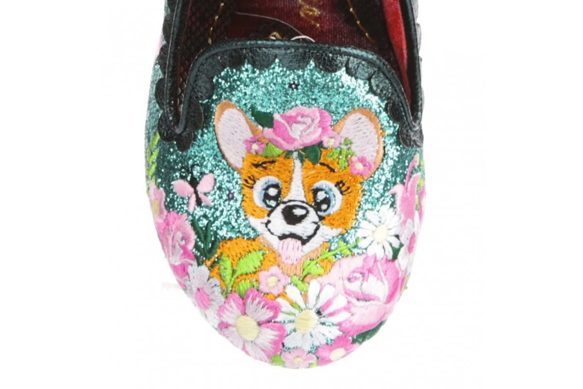Irregular Choice Bougainvillea Turquoise Green Glitter Dog Character High Heels 7 Irregular Choice Bougainvillea Turquoise Green Glitter Dog Character High Heels - Image 5