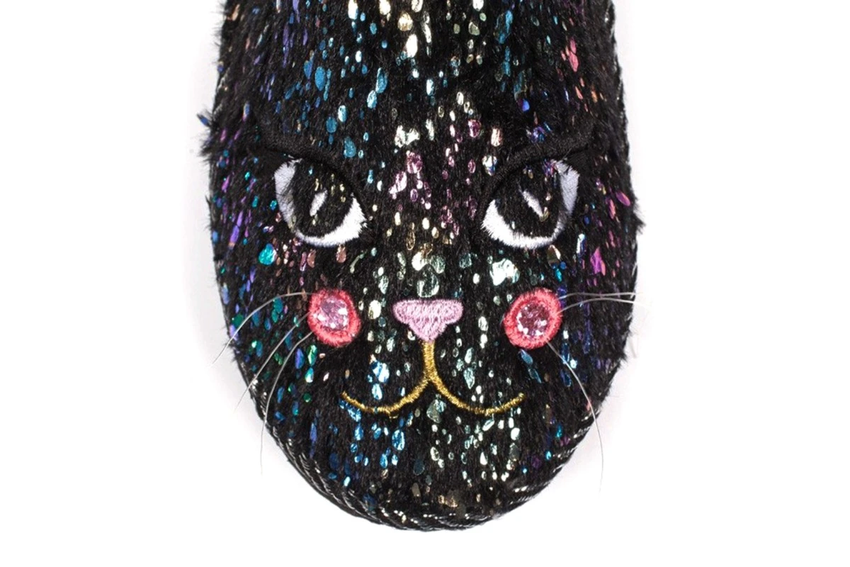 Irregular Choice Cat Nap Black Pink Furry Slippers 4 Irregular Choice Cat Nap Black Pink Furry Slippers - Image 2