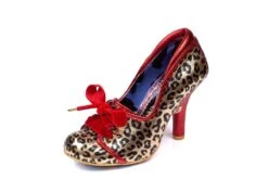 Irregular Choice Chips And Gravy Gold Red Leopard Lace Up High Heel Shoes