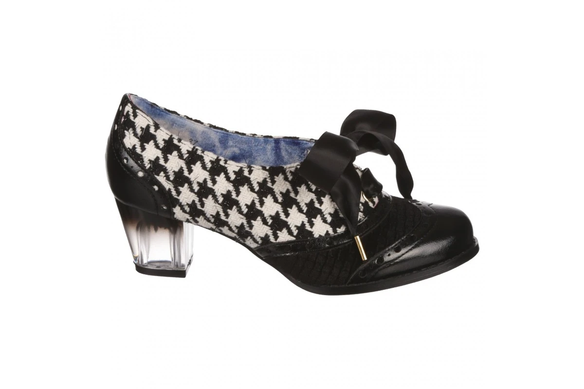 Irregular Choice Corporate Beauty Black White Dogtooth Mid Heel Brogue Shoes 4 Irregular Choice Corporate Beauty Black White Dogtooth Mid Heel Brogue Shoes - Image 2