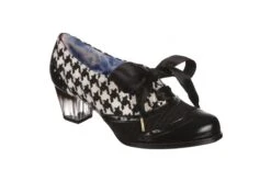 Irregular Choice Corporate Beauty Black White Dogtooth Mid Heel Brogue Shoes