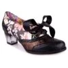 Irregular Choice Corporate Beauty Black Multi Floral Mid Heel Brogue Shoes