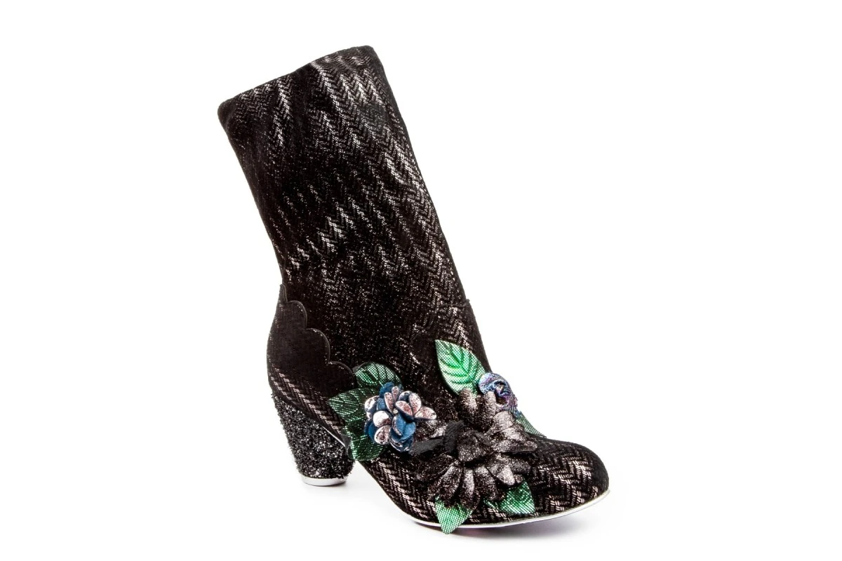 Irregular Choice Curio Shop Black Bronze Gold Glitter Heel Calf Boots 3 Irregular Choice Curio Shop Black Bronze Gold Glitter Heel Calf Boots