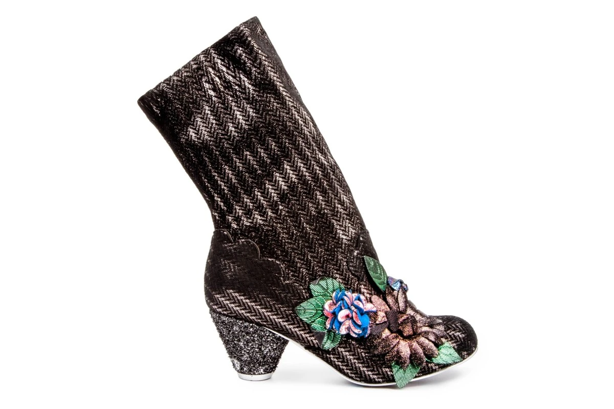 Irregular Choice Curio Shop Black Bronze Gold Glitter Heel Calf Boots 4 Irregular Choice Curio Shop Black Bronze Gold Glitter Heel Calf Boots - Image 2