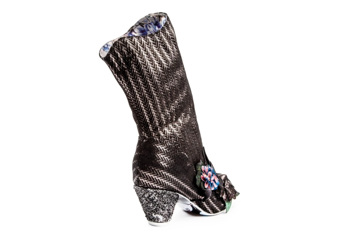 Irregular Choice Curio Shop Black Bronze Gold Glitter Heel Calf Boots 5 Irregular Choice Curio Shop Black Bronze Gold Glitter Heel Calf Boots - Image 3
