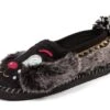 Irregular Choice Doggy Doze Black Grey Furry Slippers