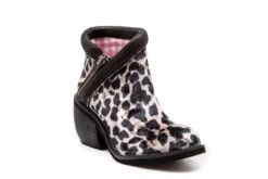 Irregular Choice Eggy Soldiers Black Animal Print Block Heel Ankle Boots