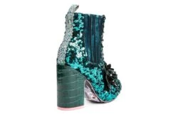 Irregular Choice Garden Pickle Teal Green Sequin High Heel Ankle Boots -Fashion Shoe Store irregular choice garden pickle teal green sequin high heel ankle boots 180431