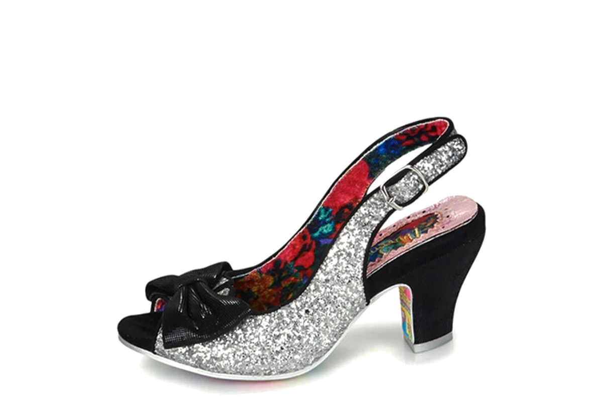 Irregular Choice Hiya Synth Black Silver Glitter Open Toe High Heel Shoes 3 Irregular Choice Hiya Synth Black Silver Glitter Open Toe High Heel Shoes