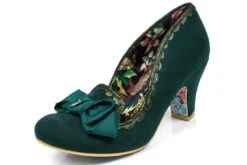 Irregular Choice Kanjanka Green Faux Suede Mid Heel Shoes
