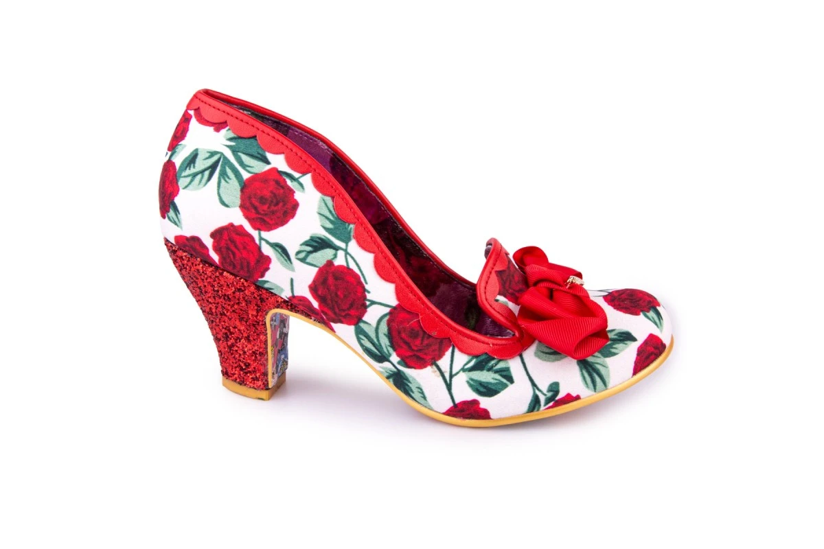 Irregular Choice Kanjanka Red Rose Floral Glitter Mid Heel Shoes 4 Irregular Choice Kanjanka Red Rose Floral Glitter Mid Heel Shoes - Image 2