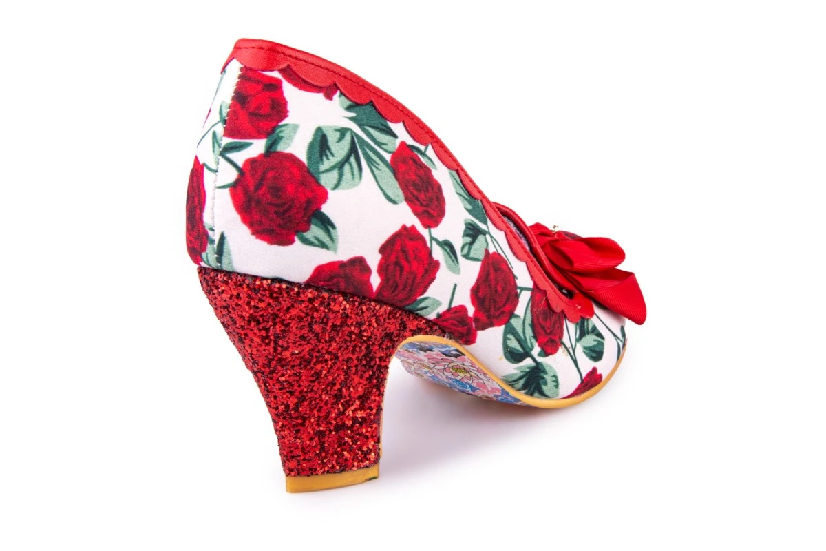 Irregular Choice Kanjanka Red Rose Floral Glitter Mid Heel Shoes 5 Irregular Choice Kanjanka Red Rose Floral Glitter Mid Heel Shoes - Image 3