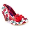 Irregular Choice Kanjanka Red Rose Floral Glitter Mid Heel Shoes