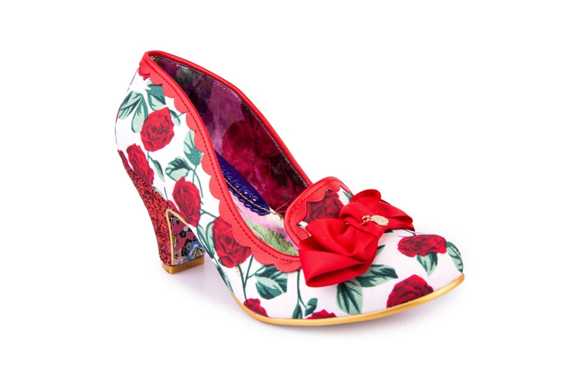 Irregular Choice Kanjanka Red Rose Floral Glitter Mid Heel Shoes 3 Irregular Choice Kanjanka Red Rose Floral Glitter Mid Heel Shoes