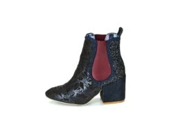 Irregular Choice Kings Road Navy Blue Geo Glitter Block Heel Chelsea Ankle Boots