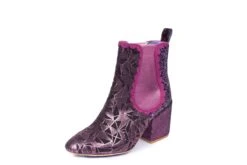 Irregular Choice Kings Road Pink Geo Glitter Block Heel Chelsea Ankle Boots
