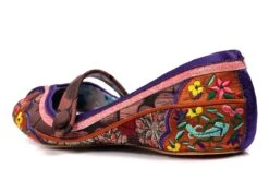 Irregular Choice Long Hot Summer Brown Blue Floral Embroidered Flat Shoes -Fashion Shoe Store irregular choice long hot summer brown blue floral embroidered flat shoes 55397