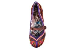 Irregular Choice Long Hot Summer Brown Blue Floral Embroidered Flat Shoes -Fashion Shoe Store irregular choice long hot summer brown blue floral embroidered flat shoes 55399
