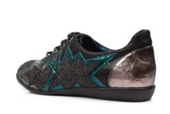 Irregular Choice Star Light Black Green Lace Up Flat Shoes -Fashion Shoe Store irregular choice star light black green lace up flat shoes 75474