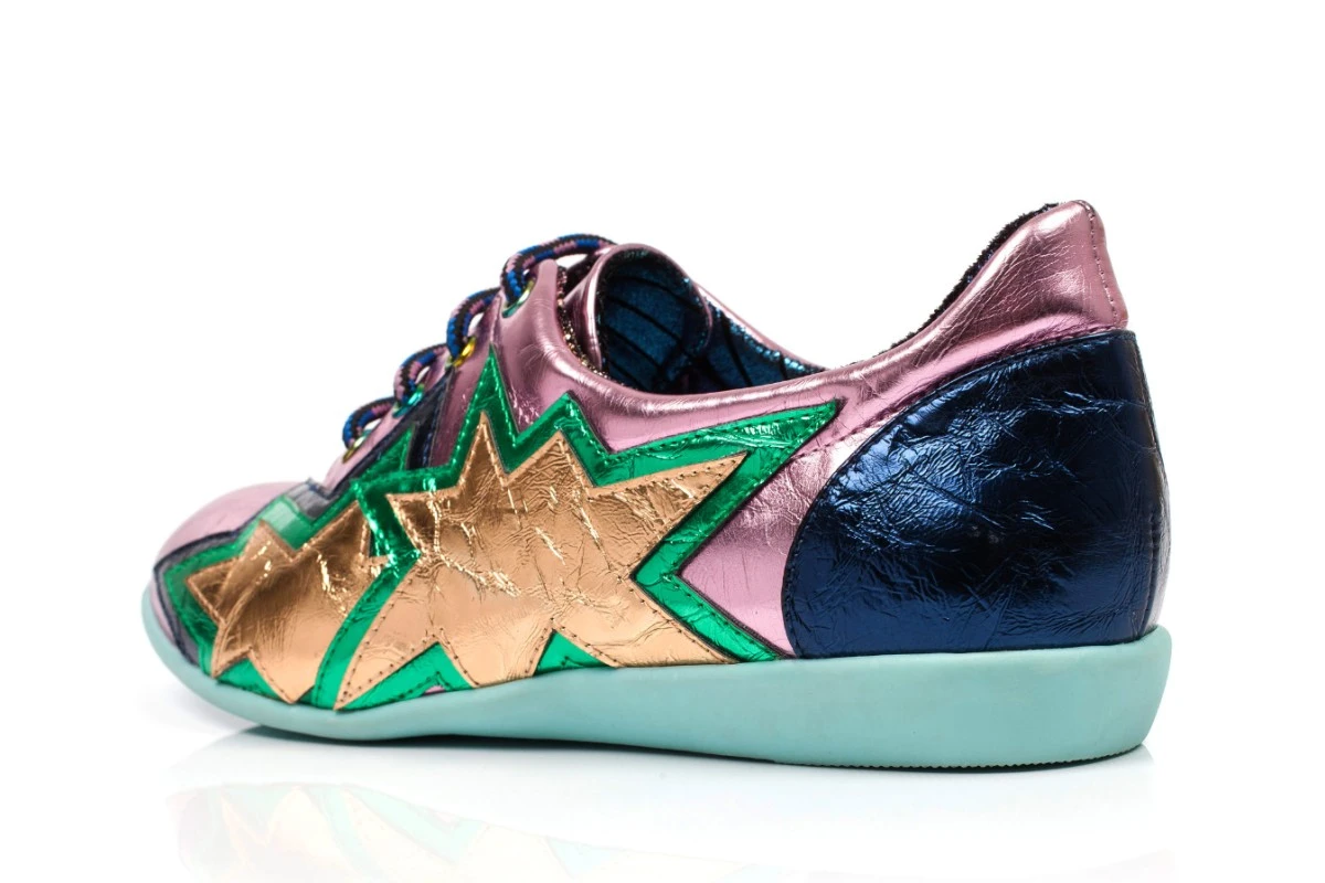 Irregular Choice Star Light Pink Navy Lace Up Flat Shoes 5 Irregular Choice Star Light Pink Navy Lace Up Flat Shoes - Image 3