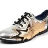 Irregular Choice Star Light Silver Black Metallic Lace Up Flat Shoes