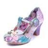 Irregular Choice Windermere Light Purple Blue Floral T Strap Mid Heel Shoes