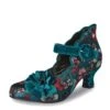 Joe Browns Sparrow Teal Green Floral Embroidered Velvet Mid Heel Shoes -Fashion Shoe Store joe browns sparrow teal green floral embroidered velvet mid heel shoes 131093