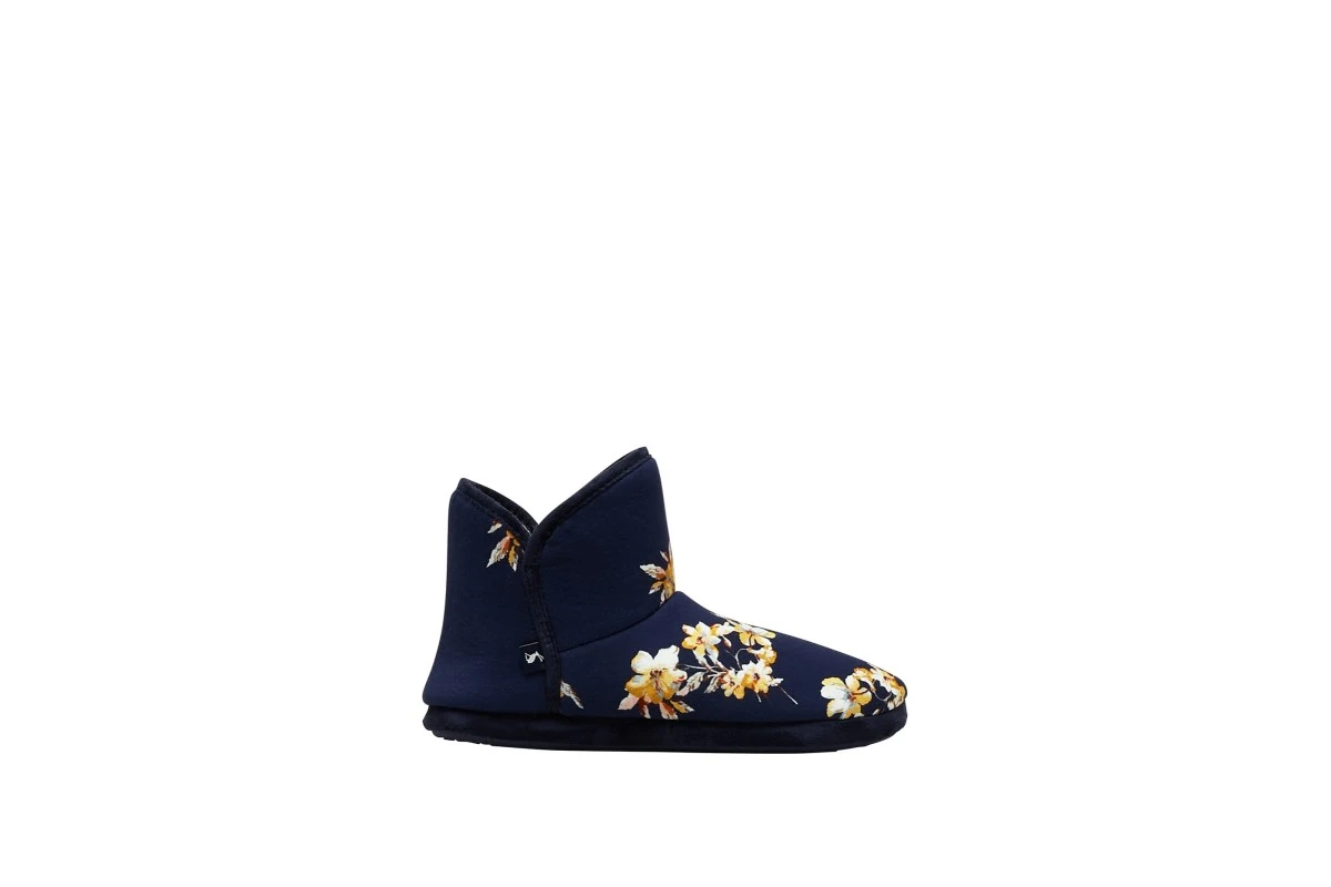 Joules Cabin Navy Floral Printed Faux Fur Lined Slipper Boots 2 Joules Cabin Navy Floral Printed Faux Fur Lined Slipper Boots