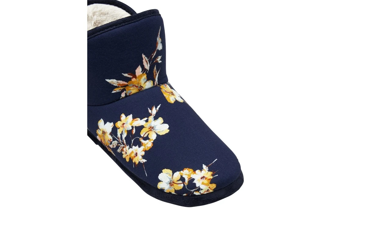 Joules Cabin Navy Floral Printed Faux Fur Lined Slipper Boots 3 Joules Cabin Navy Floral Printed Faux Fur Lined Slipper Boots - Image 2