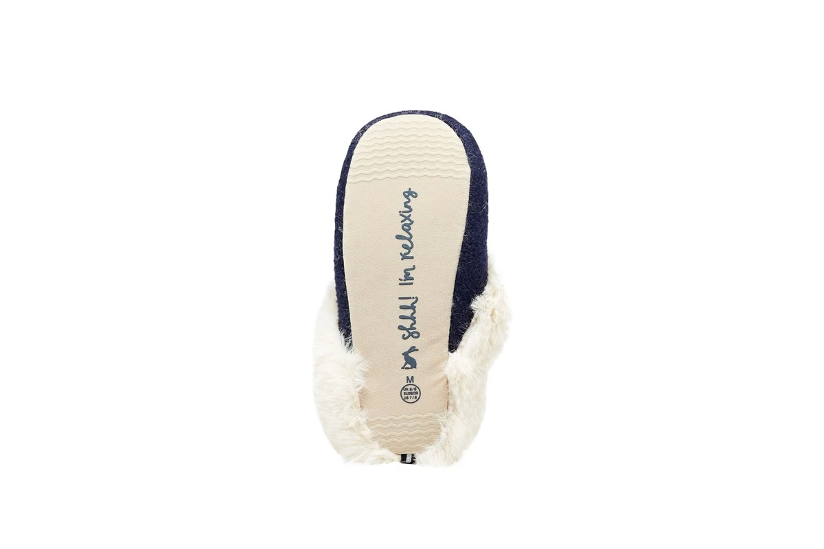Joules Slippet Luxe Bee Embroidered Faux Fur Lined Navy Ballet Slippers 8 Joules Slippet Luxe Bee Embroidered Faux Fur Lined Navy Ballet Slippers - Image 7