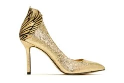 Katy Perry The Starling Gold Crinkle Metallic High Heel Wings Court Shoes -Fashion Shoe Store katy perry the starling gold crinkle metallic high heel wings court shoes 74360