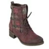 Mustang 1229-512 Bordeaux Burgundy Faux Suede Tartan Lace Up Ankle Boots